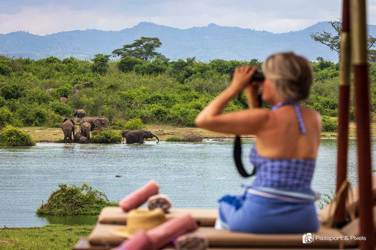 Luxury safari lodge overlooking savannah Africa