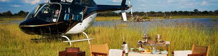 Private helicopter safari honeymoon bush dinner