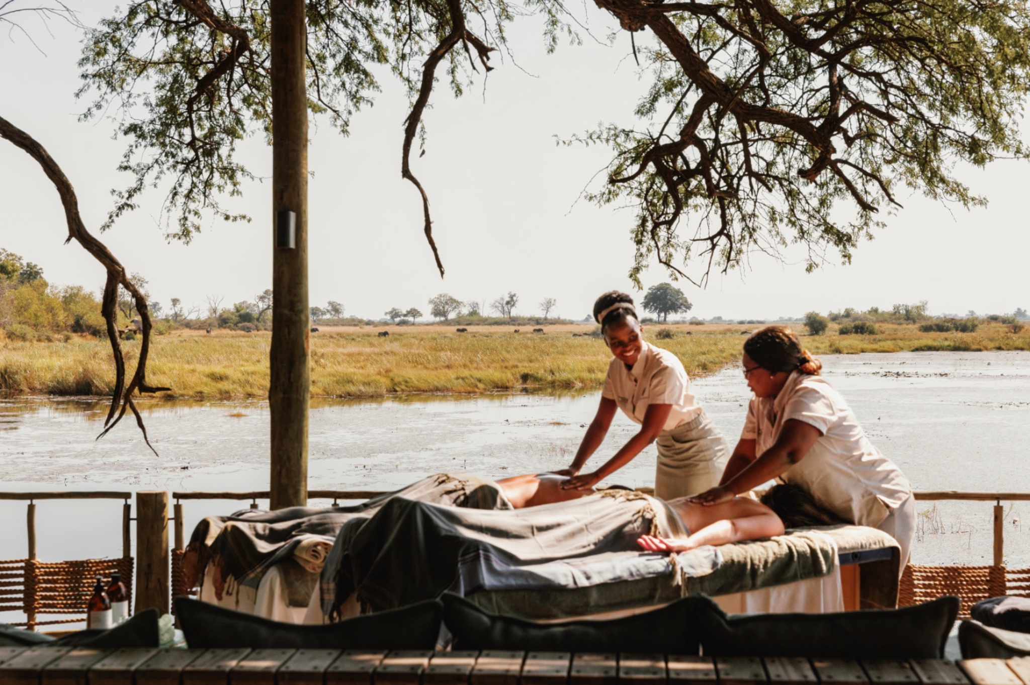 Spa treatment couple honeymoon safari
