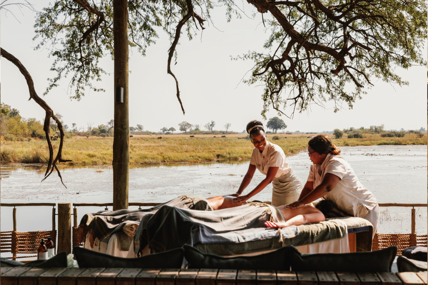 The honeymoon often begins with arrival in Zambia, followed by a transfer to South Luangwa National Park, the heart of the safari experience. Here, couples spend several days exploring the wilderness through game drives and walking safaris. Early mornings bring golden light and active wildlife, while evenings are filled with quiet moments at the lodge, often overlooking the river. This part of the journey establishes a deep connection to nature and sets the tone for the rest of the honeymoon.
