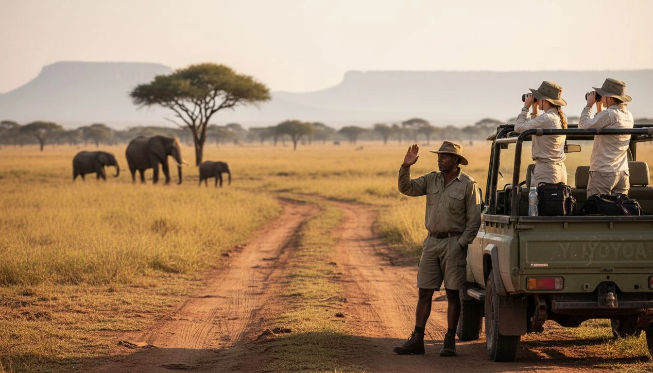 Couple Watching Elephants Namibia