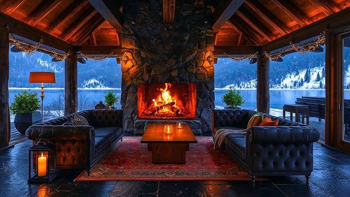 Luxury Lodge Evenings by the Fireplace