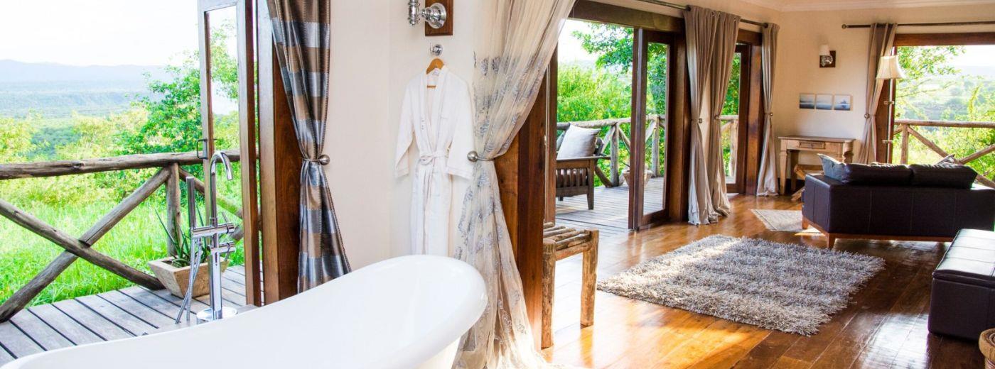 Perched high along the Great Rift Valley escarpment, Escarpment Luxury Lodge offers breathtaking panoramic views across Lake