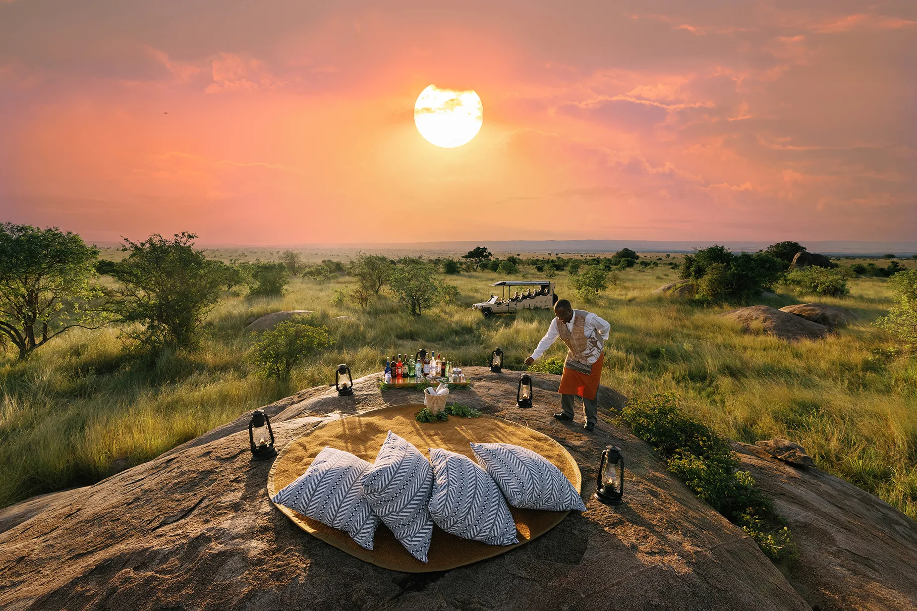 Luxury Sunset Sundowner Experience in the African Savannah